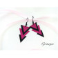 Boucles d'oreille fushia et noire en capsule de café recyclée