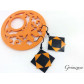 Boucles d'oreille oranges et noires en capsule de café recyclée